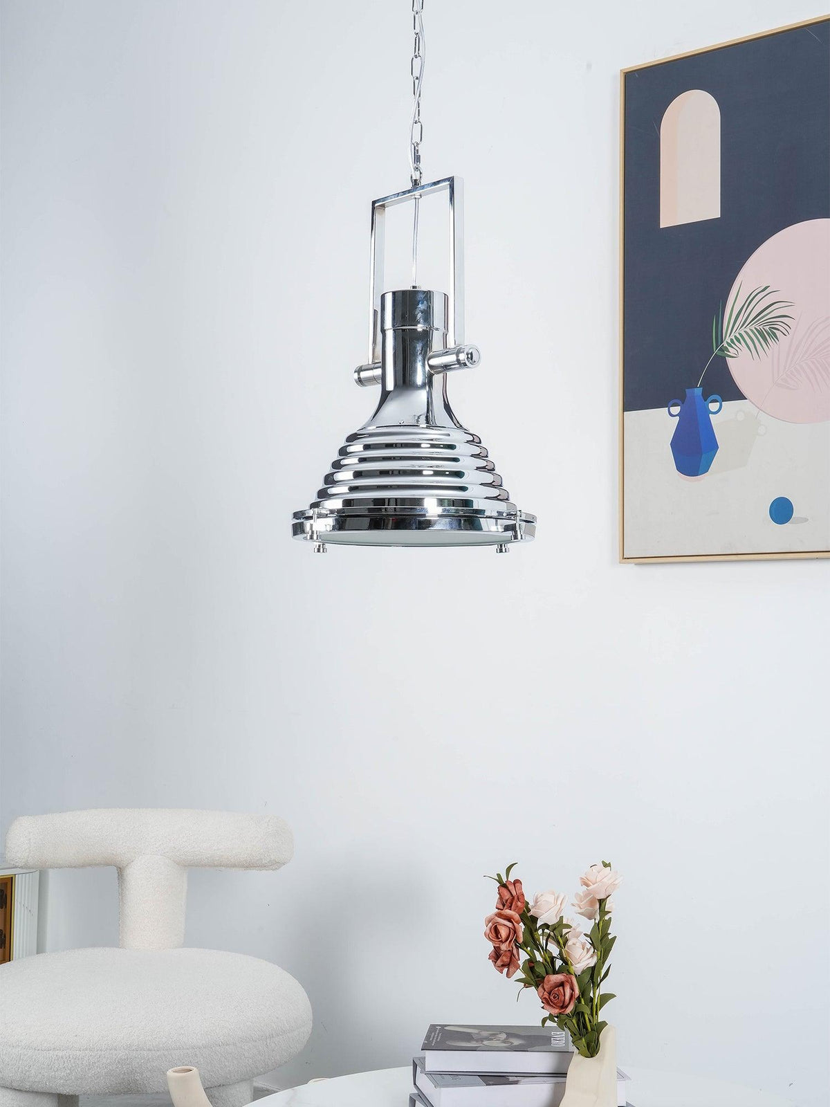 Silven hanglamp messing ribbelvormig koepel industriële stijl