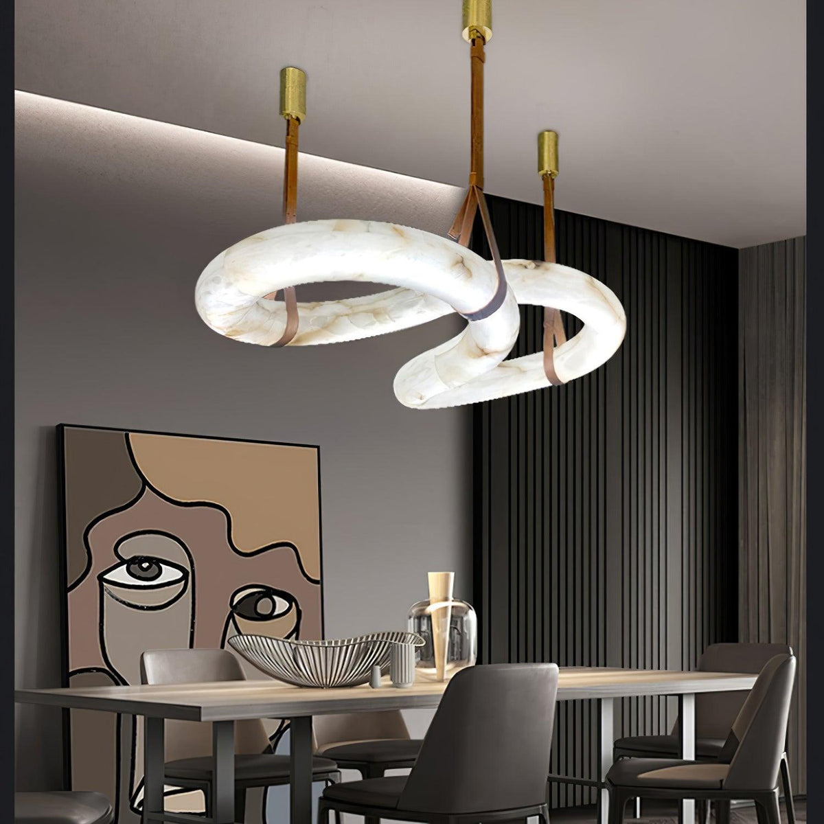 Luste albasten hanglamp met gesloten ring