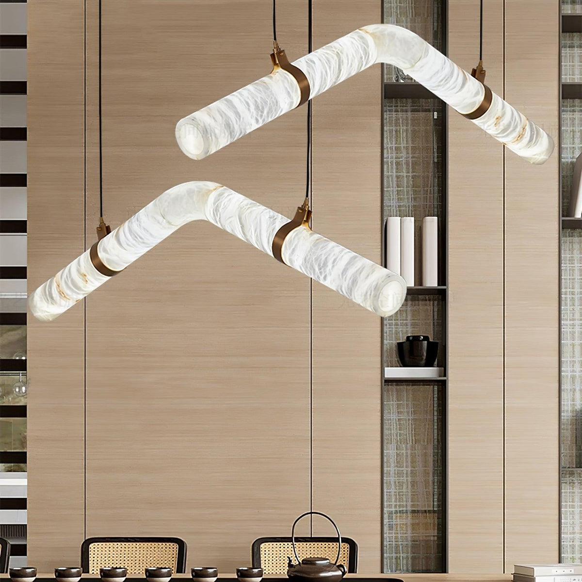 Luste albasten hanglamp met gesloten ring