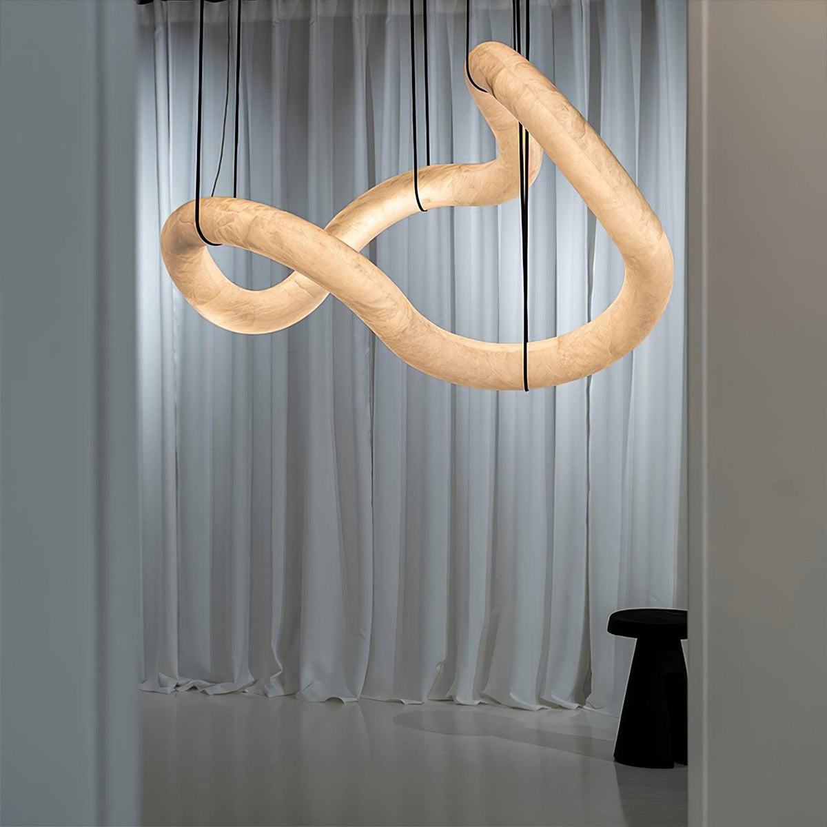 Luste albasten hanglamp met gesloten ring