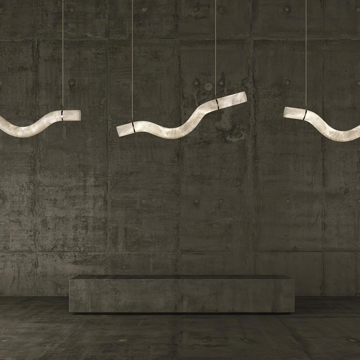 Luste albasten hanglamp met gesloten ring