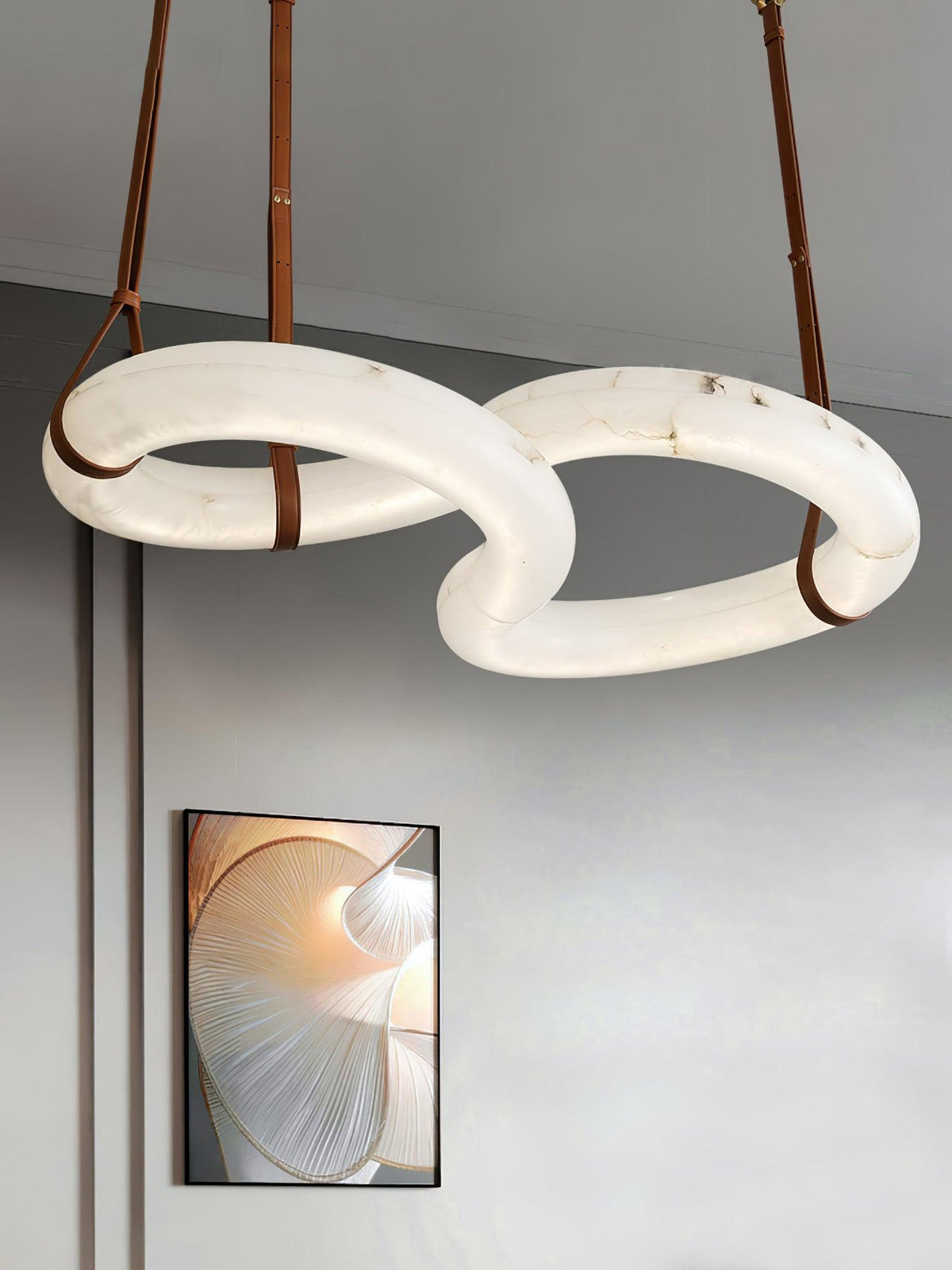 Luste albasten hanglamp met gesloten ring