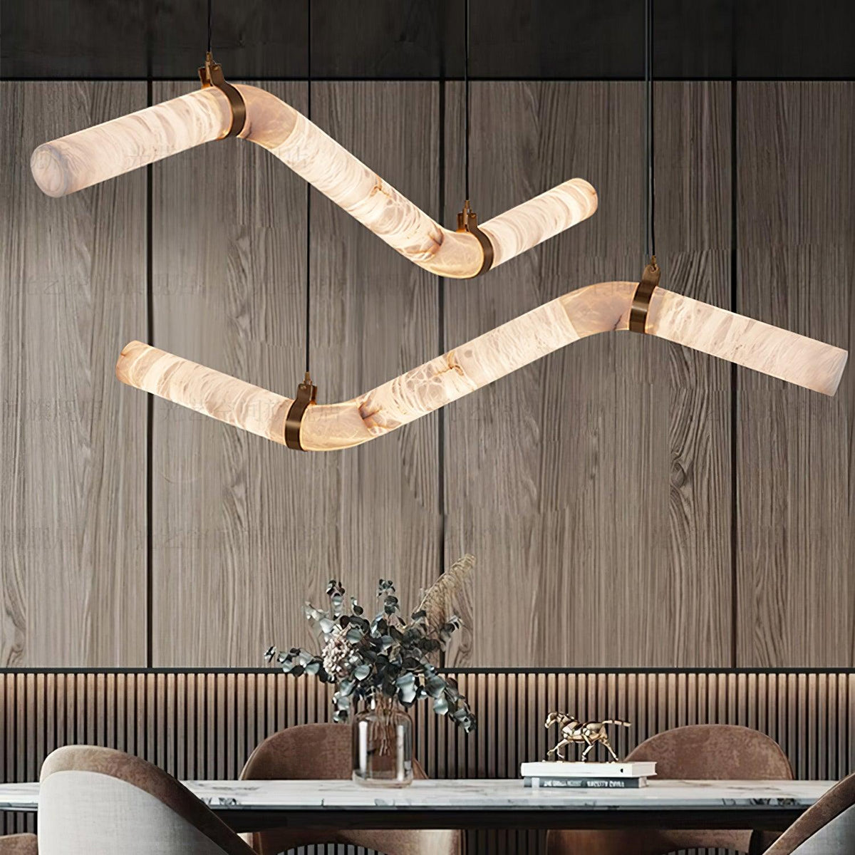 Luste albasten hanglamp met gesloten ring