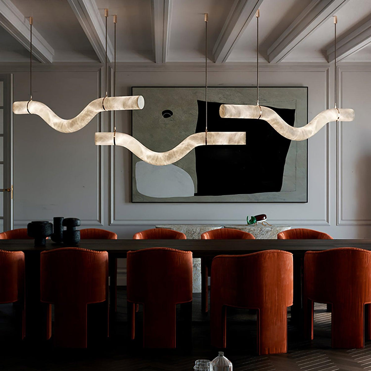 Luste albasten hanglamp met gesloten ring