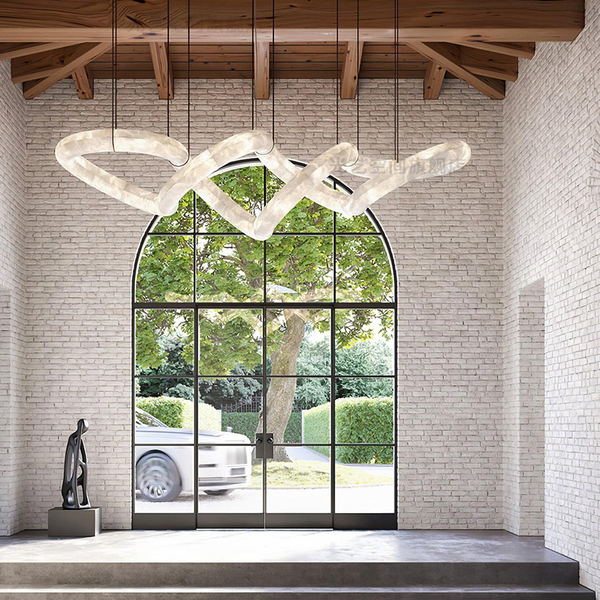 Luste albasten hanglamp met gesloten ring