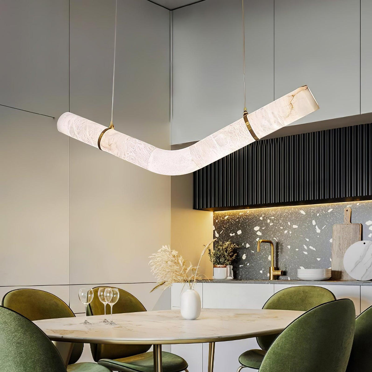 Luste albasten hanglamp met gesloten ring
