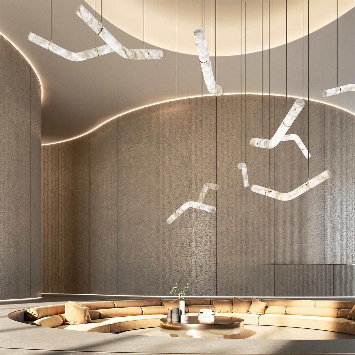 Luste albasten hanglamp met gesloten ring