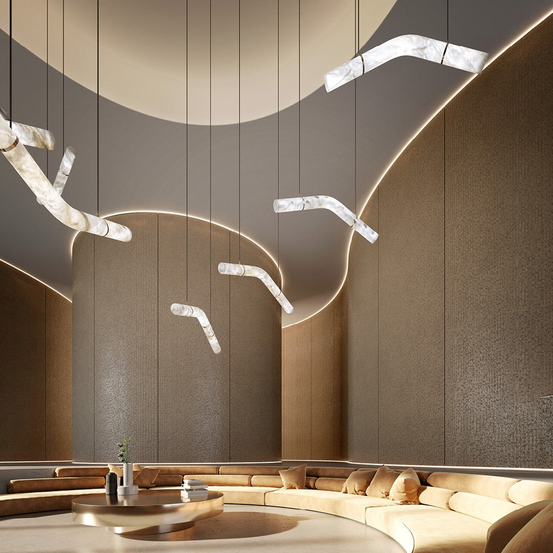 Luste albasten hanglamp met gesloten ring