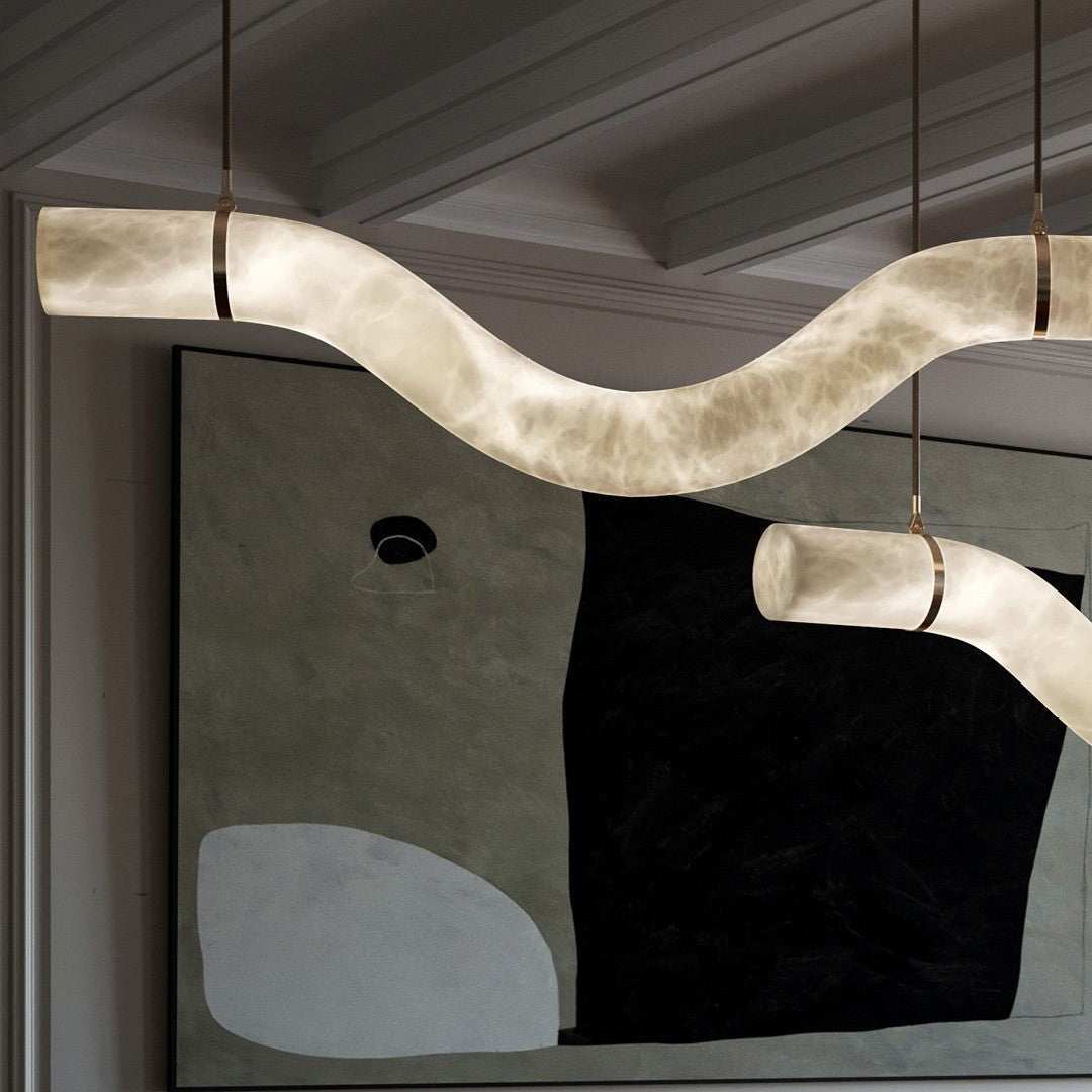 Luste albasten hanglamp met gesloten ring