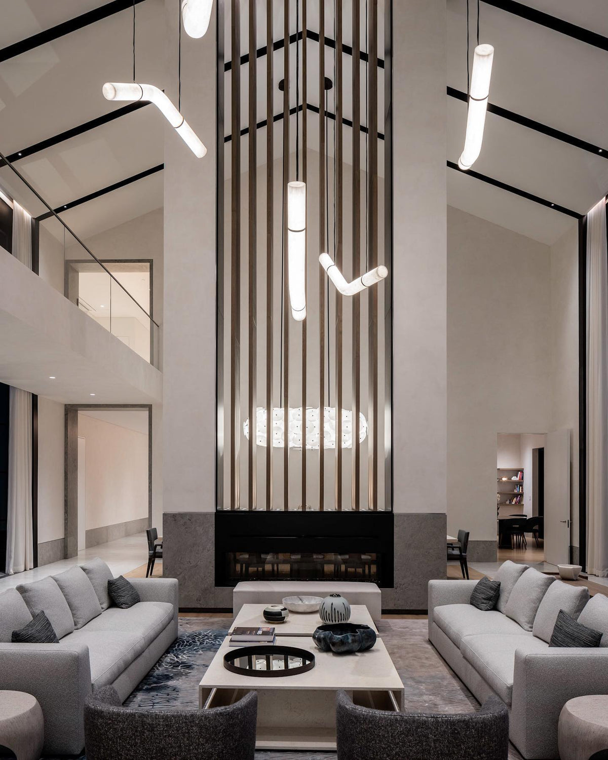 Luste albasten hanglamp met gesloten ring