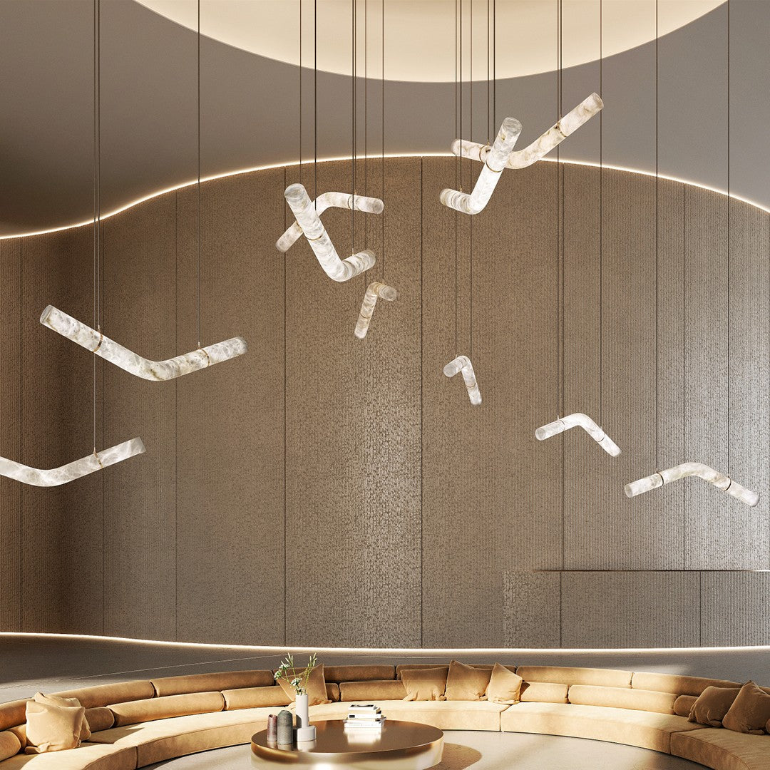 Luste albasten hanglamp met gesloten ring