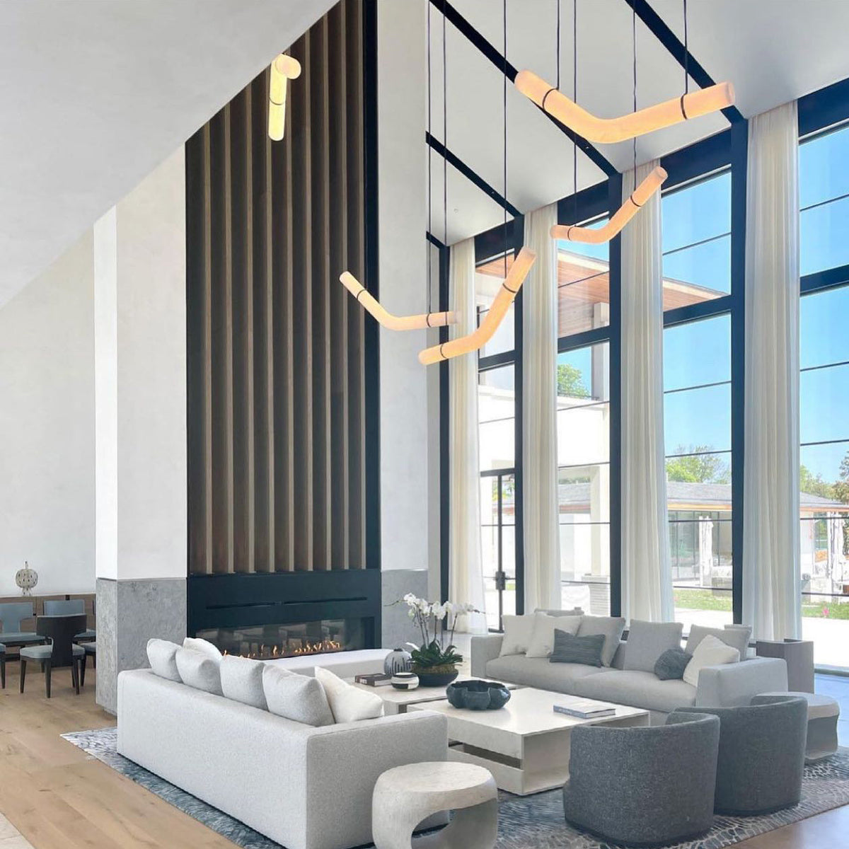 Luste albasten hanglamp met gesloten ring