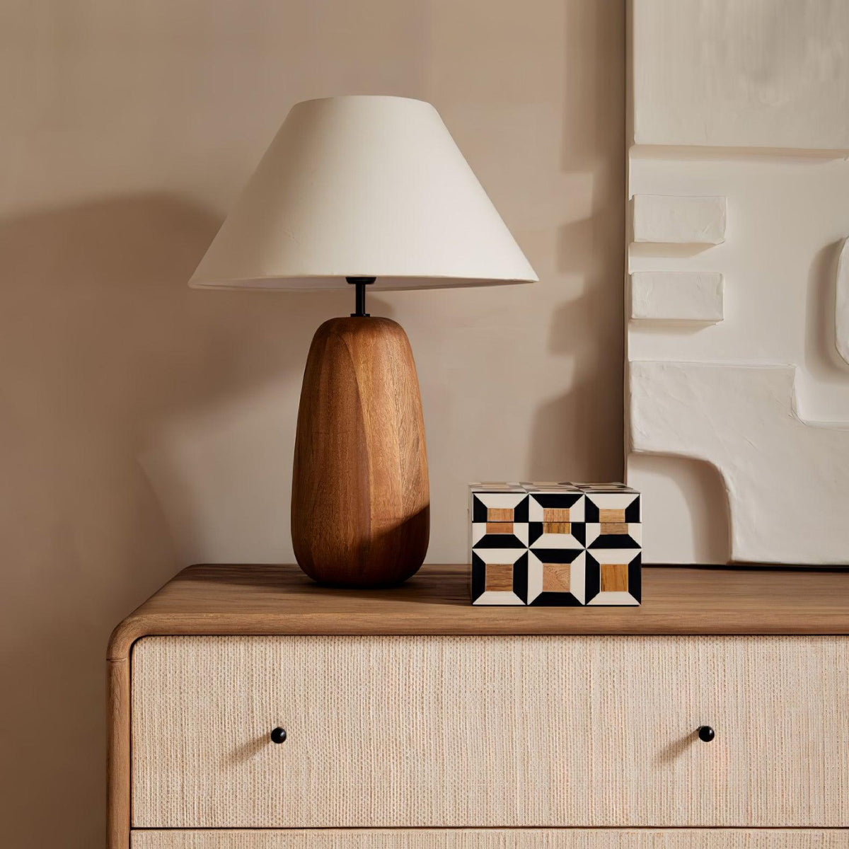 Syloraya moderne tafellamp van hout
