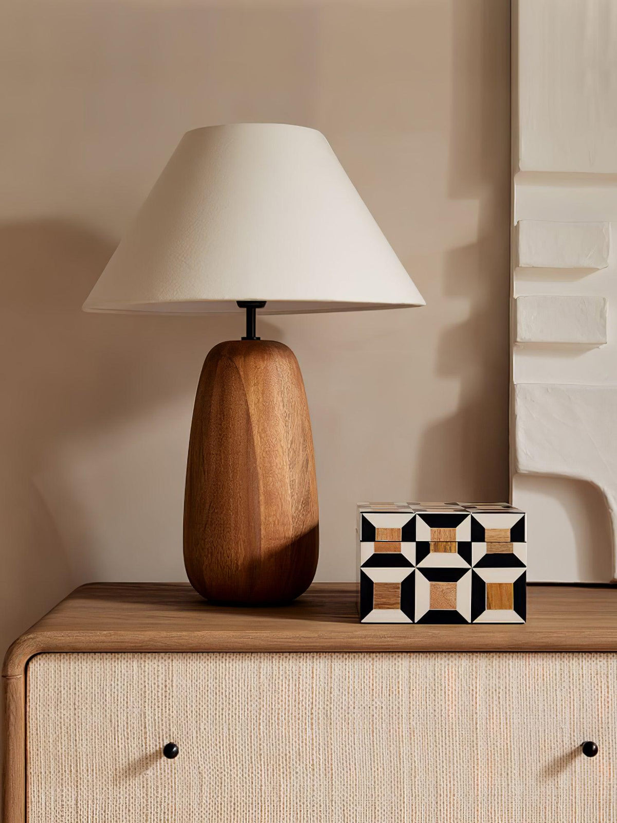 Syloraya moderne tafellamp van hout