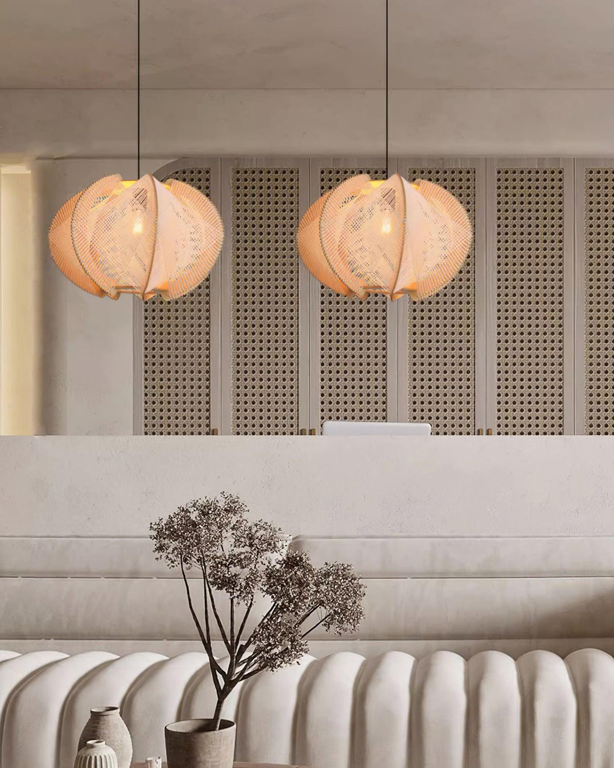 Atel hanglamp van hout en hennepkoord