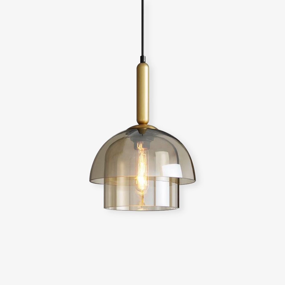 Renley hanglamp glazen kap cognac messing mid-century