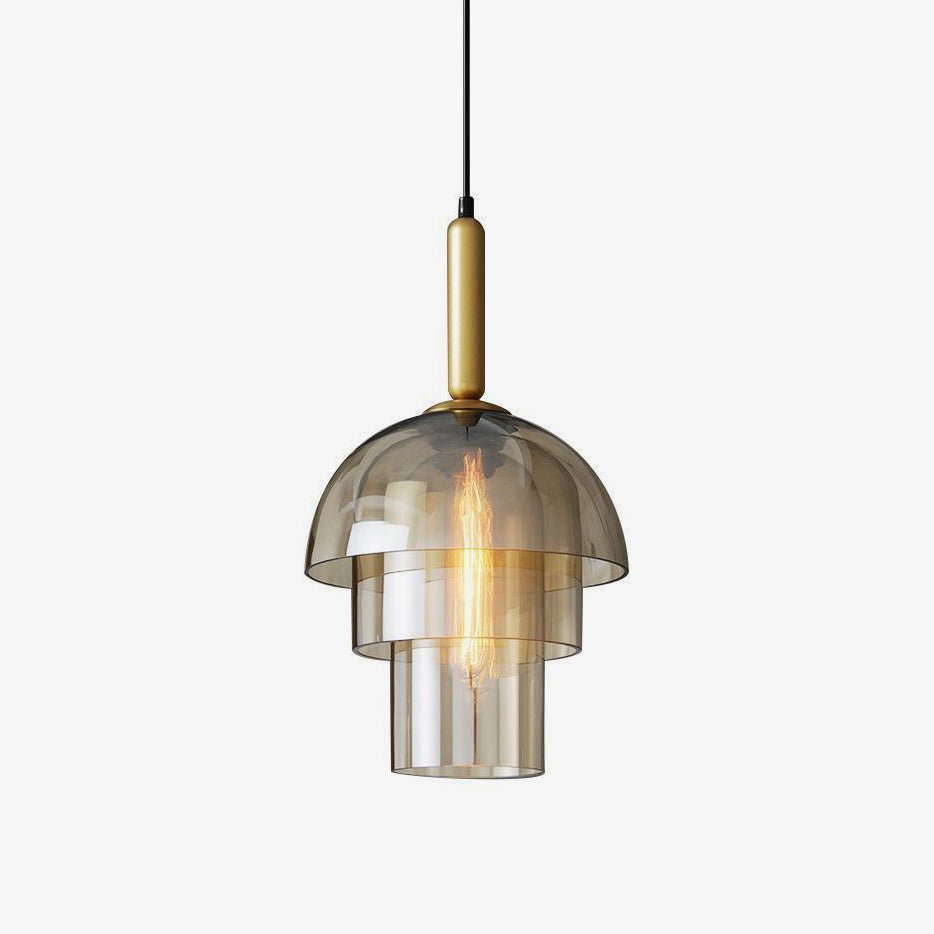 Renley hanglamp glazen kap cognac messing mid-century