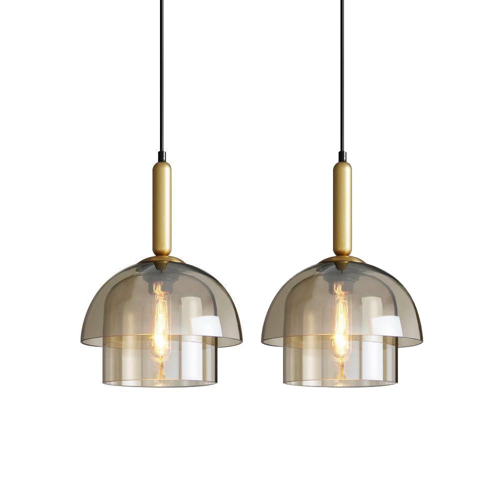 Renley hanglamp glazen kap cognac messing mid-century