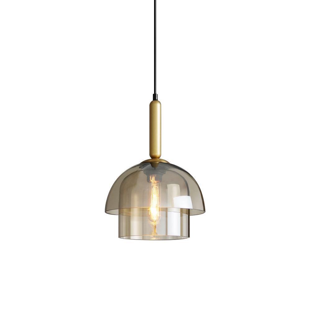 Renley hanglamp glazen kap cognac messing mid-century