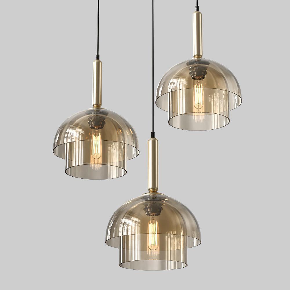 Renley hanglamp glazen kap cognac messing mid-century