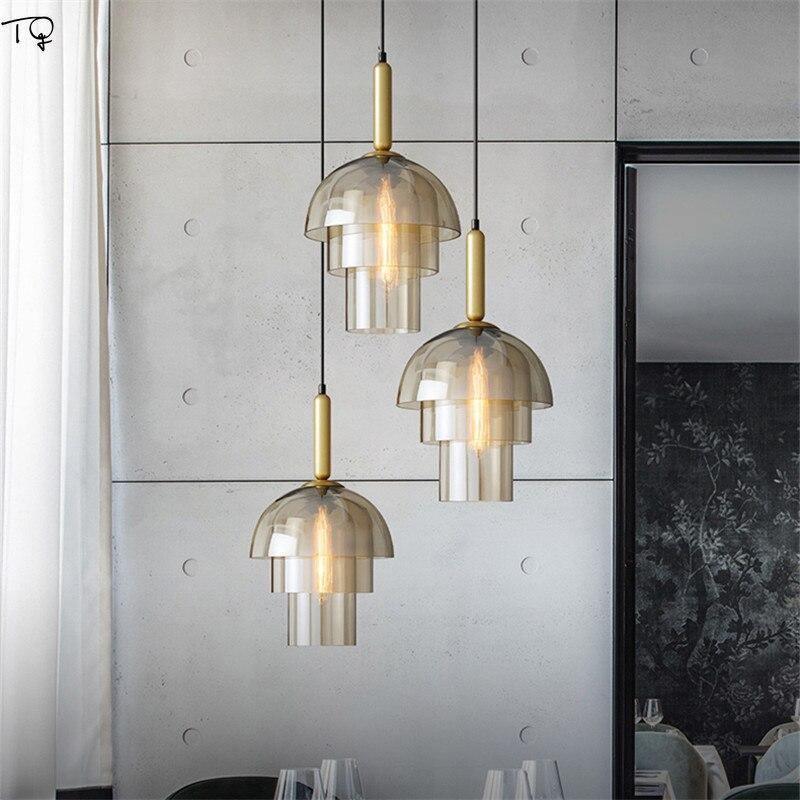 Renley hanglamp glazen kap cognac messing mid-century
