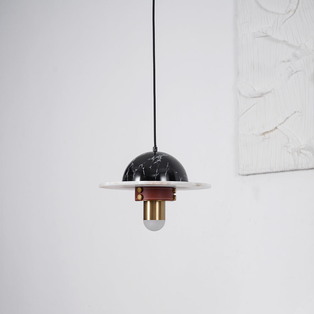 Jutta hanglamp marmer leer fusie