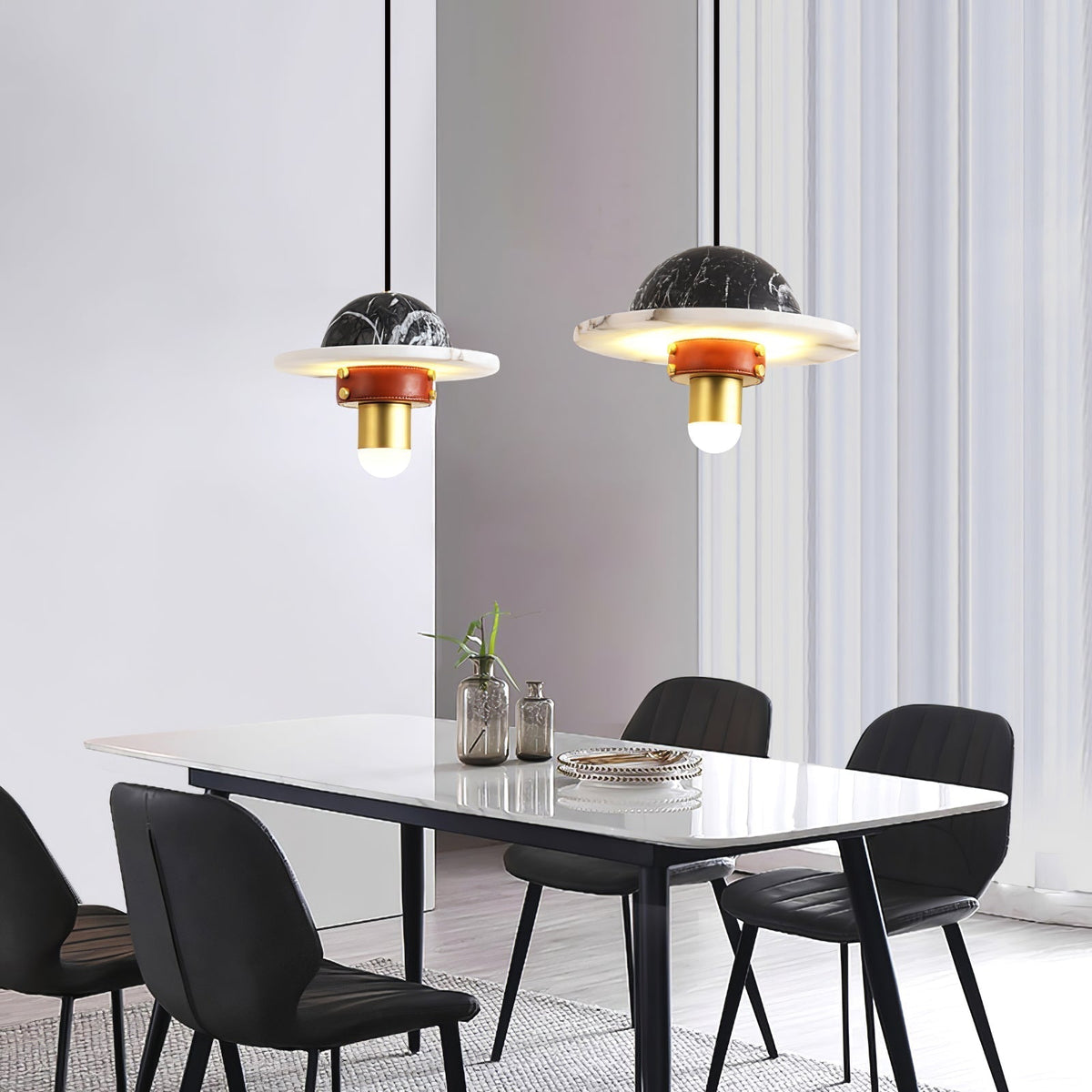 Jutta hanglamp marmer leer fusie