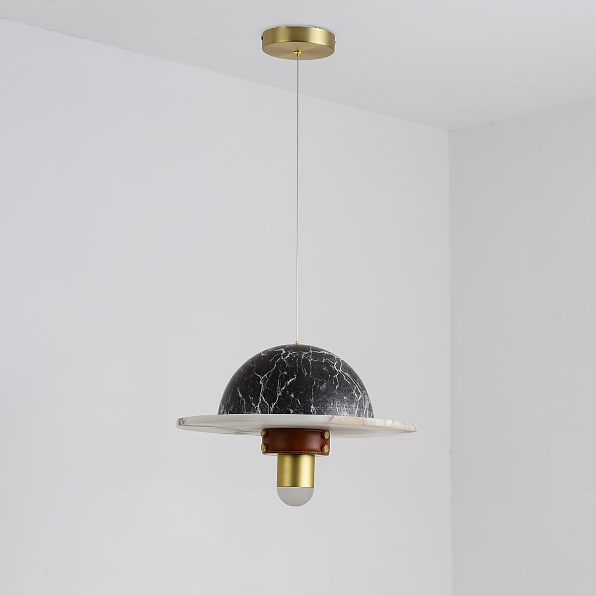 Jutta hanglamp marmer leer fusie