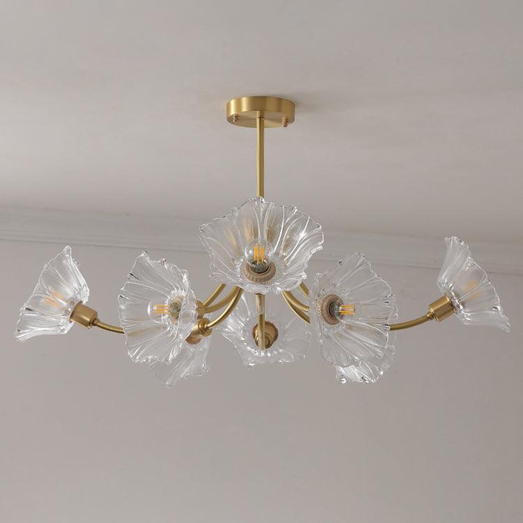 Fife Flower glas kroonluchter met messing afwerking