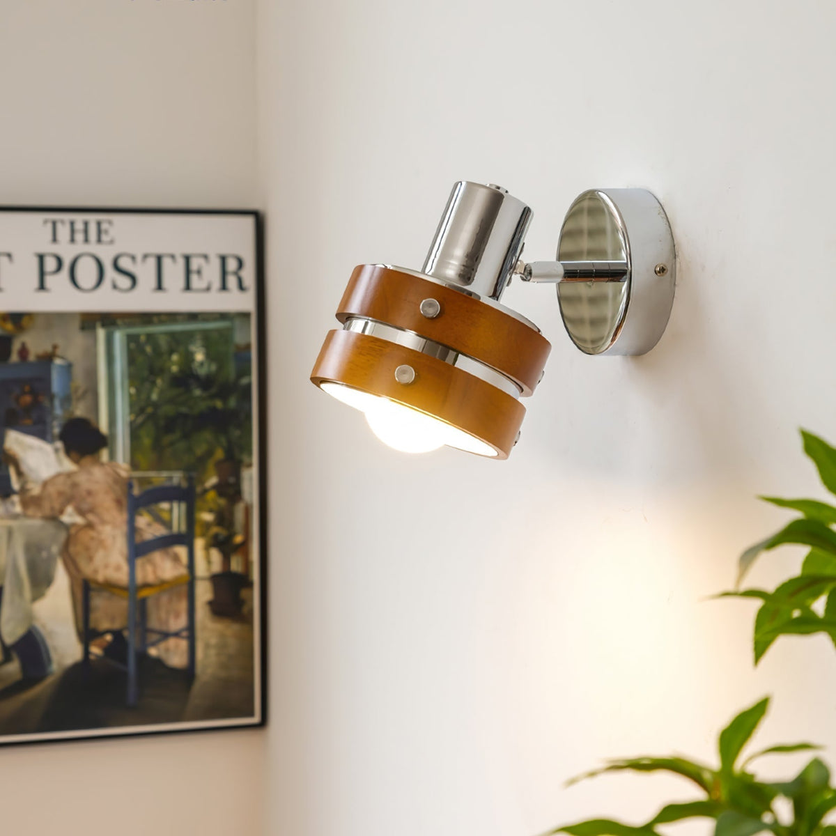 Avenor Premium Noordse kunst Walnoot wandlamp