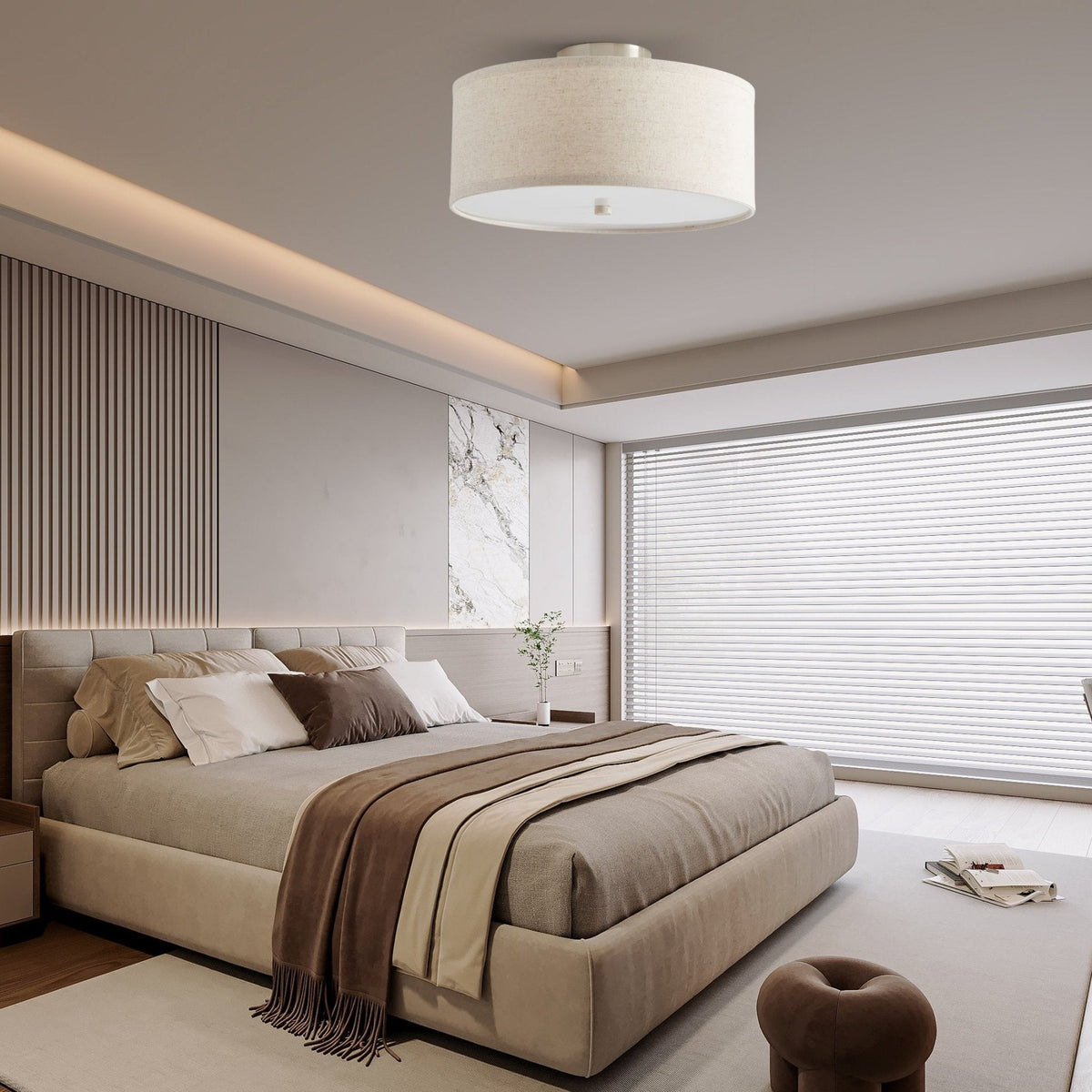 Qilvo plafondlamp linnen kap strak elegant