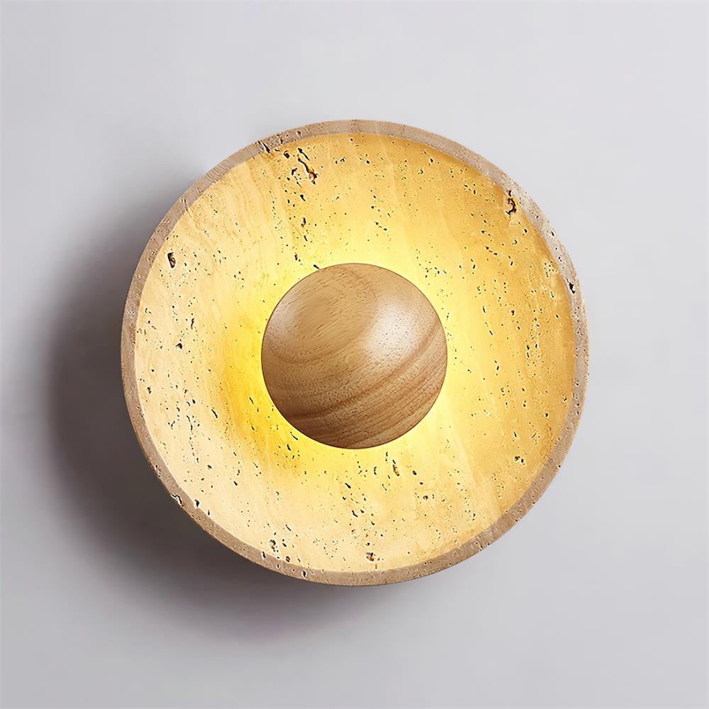 Norvian wandlamp rond travertin minimalistisch
