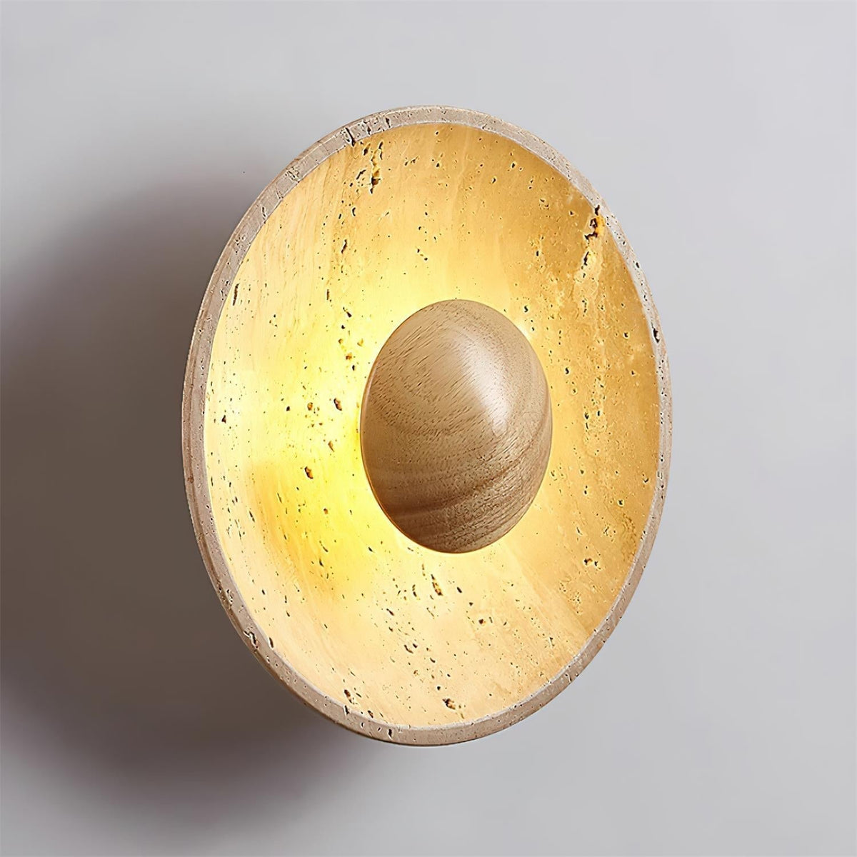Norvian wandlamp rond travertin minimalistisch
