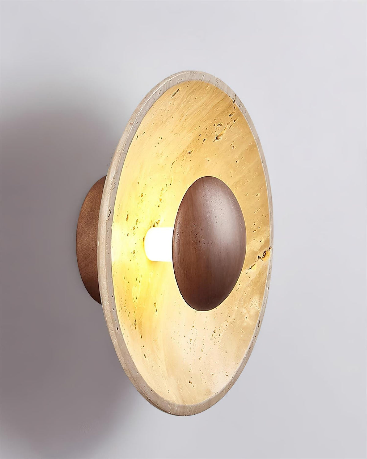 Norvian wandlamp rond travertin minimalistisch