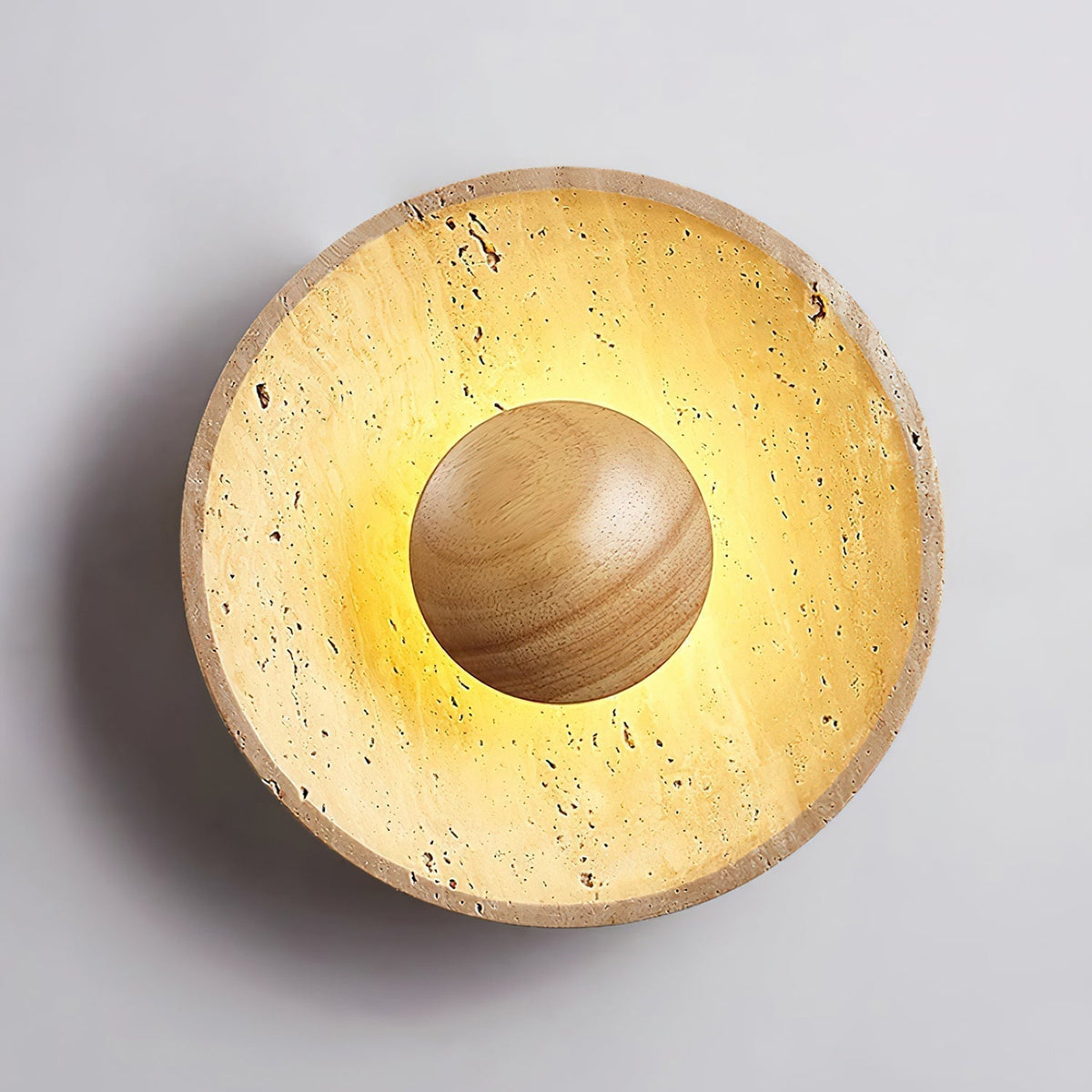 Norvian wandlamp rond travertin minimalistisch