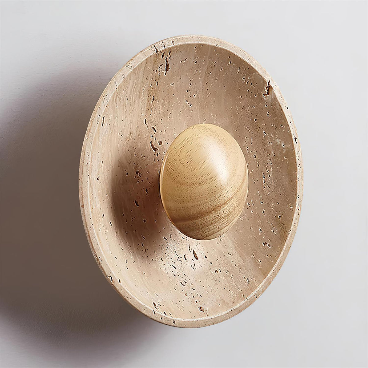 Norvian wandlamp rond travertin minimalistisch