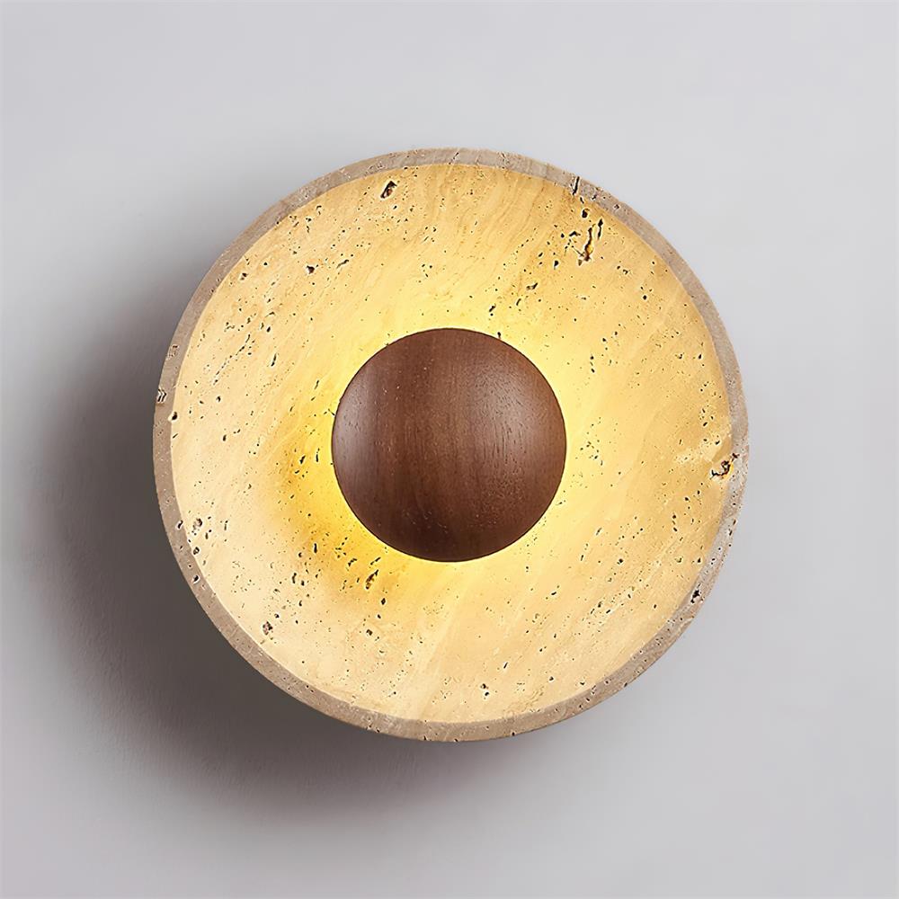 Norvian wandlamp rond travertin minimalistisch