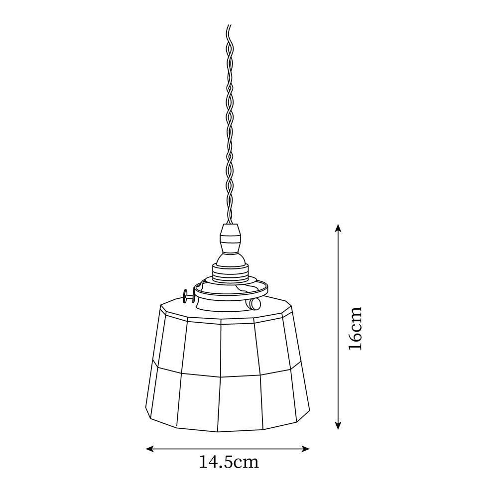 Hanglamp met verkleurd glazen kap in vintage patroon van messing