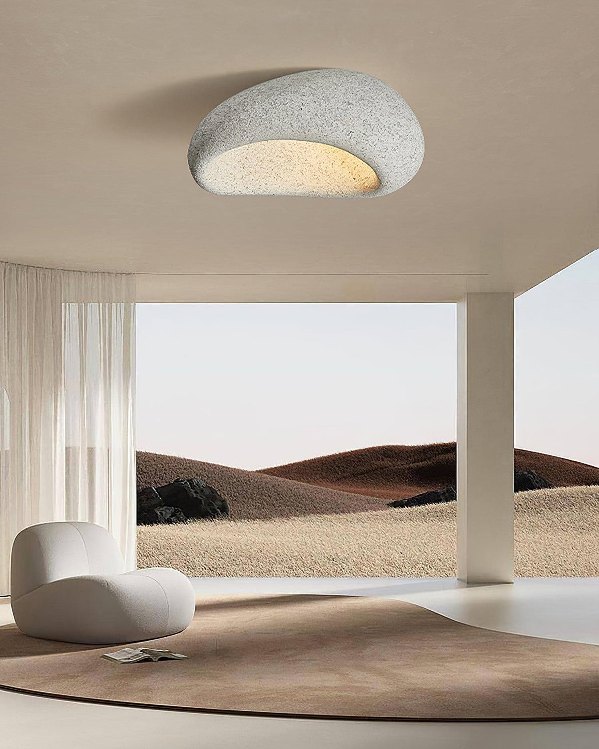 Rivenira plafondlamp met Japanse Wabi-Sabi Maan