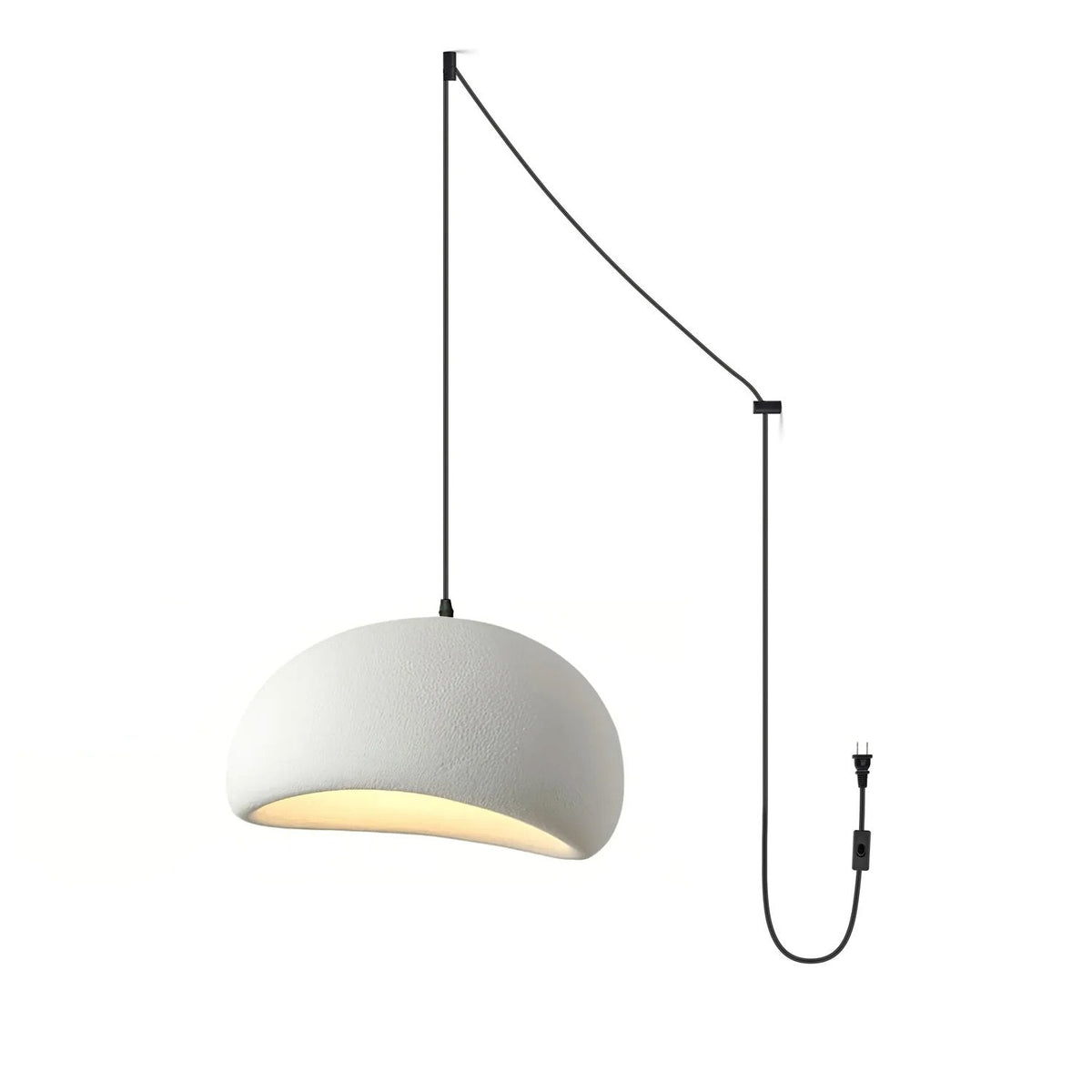 Ecor hanglamp kalkstenen halfrond met stekker in wabi-sabi stijl