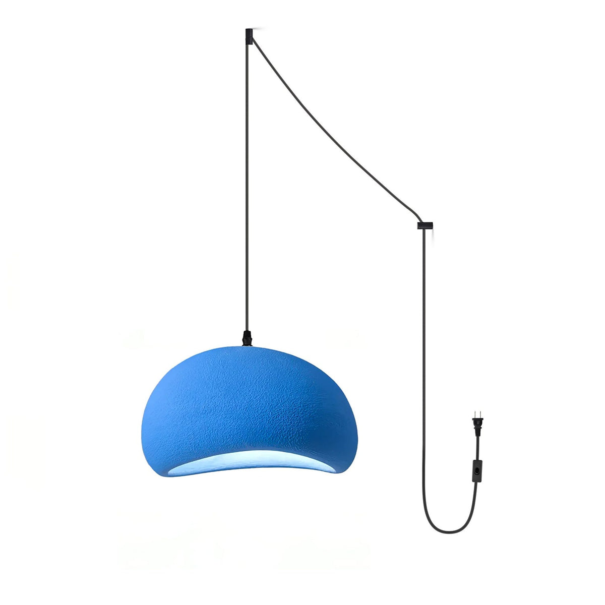 Ecor hanglamp kalkstenen halfrond met stekker in wabi-sabi stijl