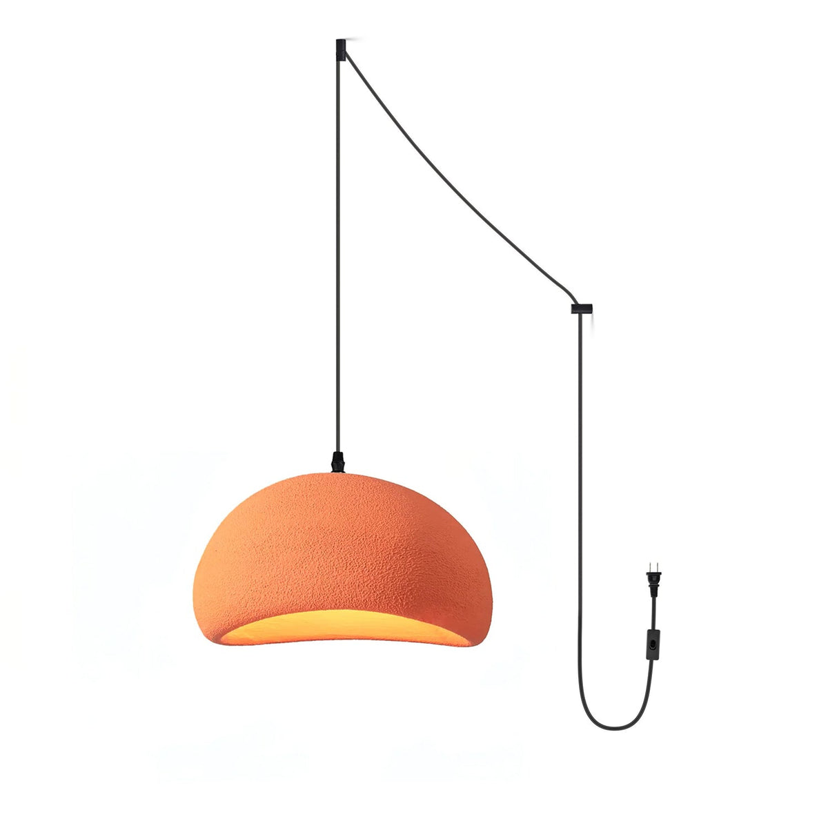 Ecor hanglamp kalkstenen halfrond met stekker in wabi-sabi stijl