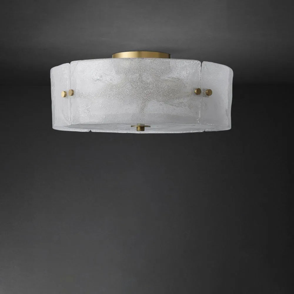 Velenella vlakke plafondlamp van glas van textuurglas