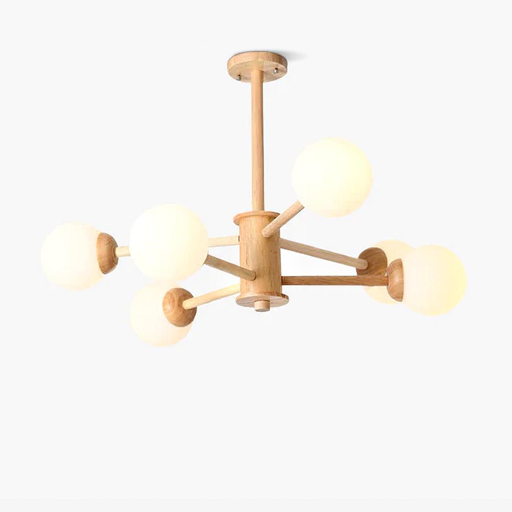 Kalds Kroonluchter Houten bollen Minimalistisch Natuurlijk