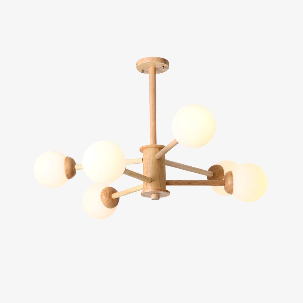 Kalds Kroonluchter Houten bollen Minimalistisch Natuurlijk