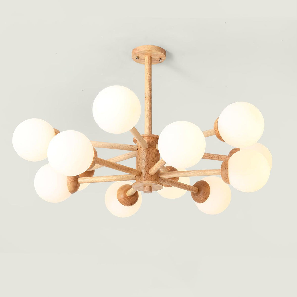 Kalds Kroonluchter Houten bollen Minimalistisch Natuurlijk