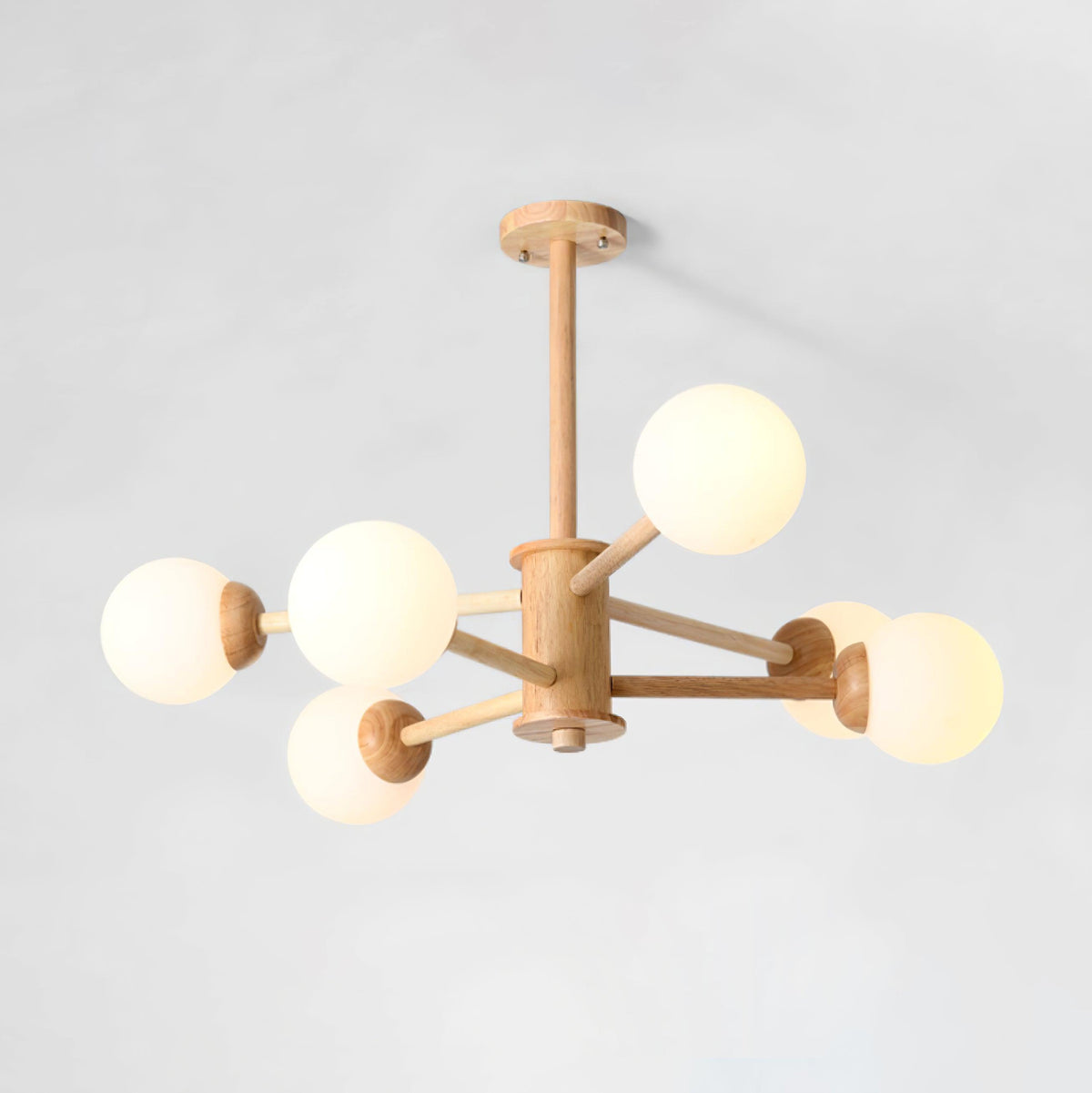 Kalds Kroonluchter Houten bollen Minimalistisch Natuurlijk