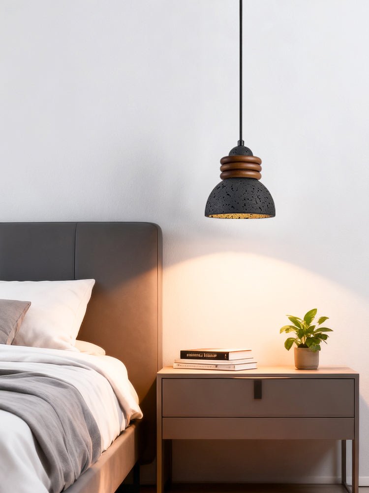 Riso Ring Zwart travertin hanglamp