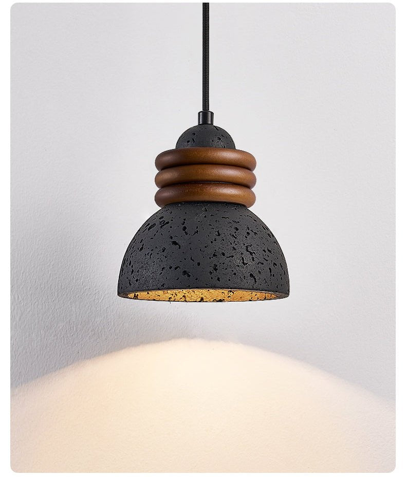 Riso Ring Zwart travertin hanglamp