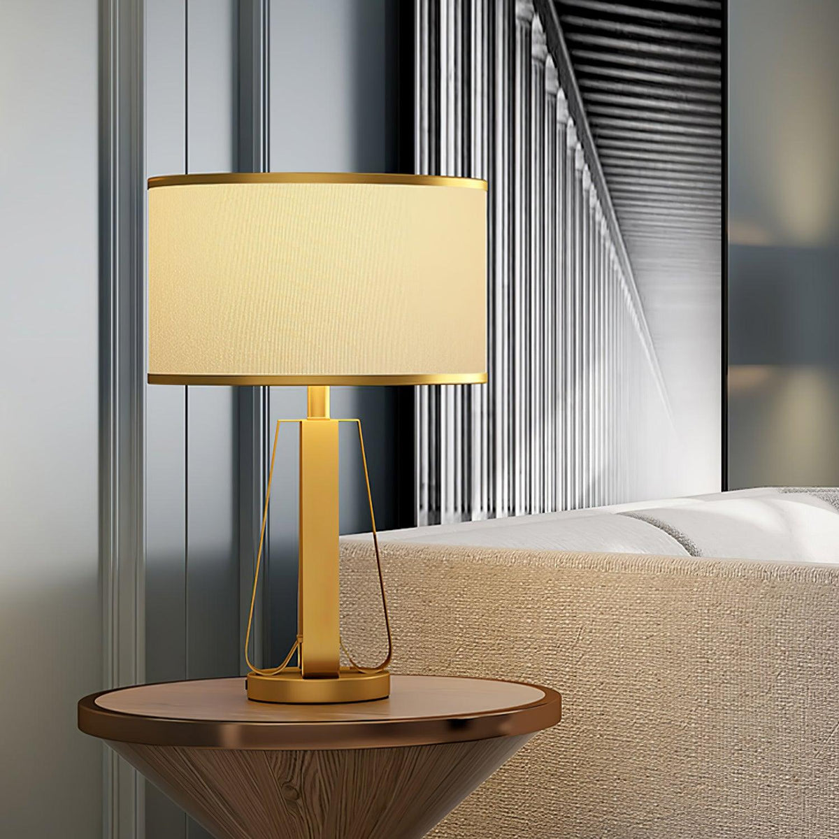 Linorira luxe stof tafellamp in goud